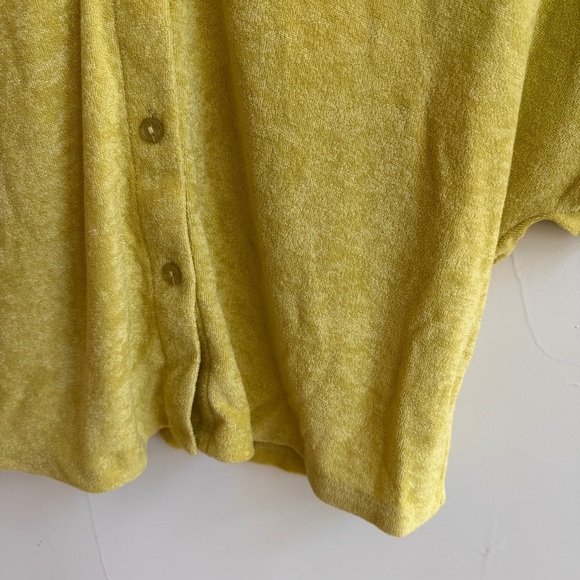 Andie Swim Cropped Button Up Yellow Terry Short Sleeve Collar Women Size S - Picture 5 of 14